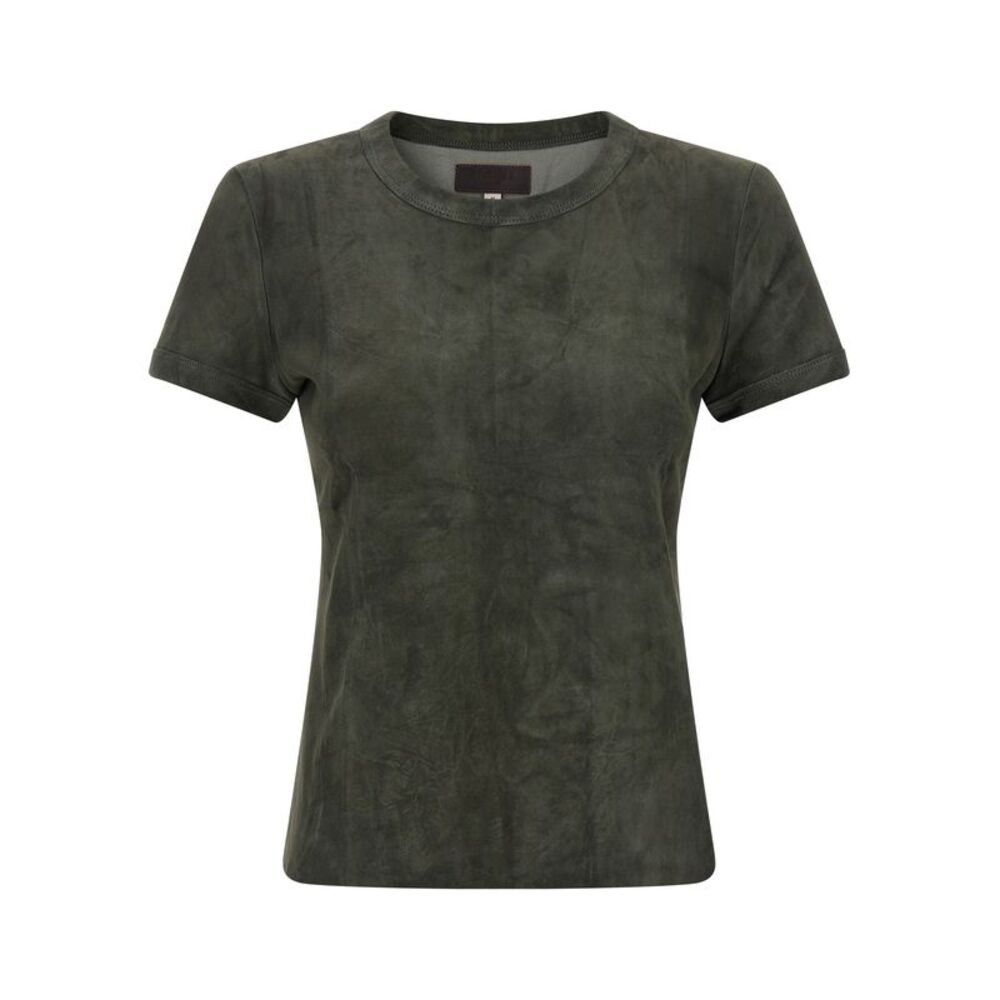 STOULS Gray Lamb Leather Women's T-Shirt